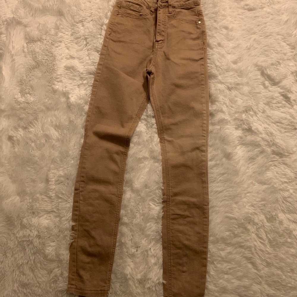 Missguided lace up tan jeans